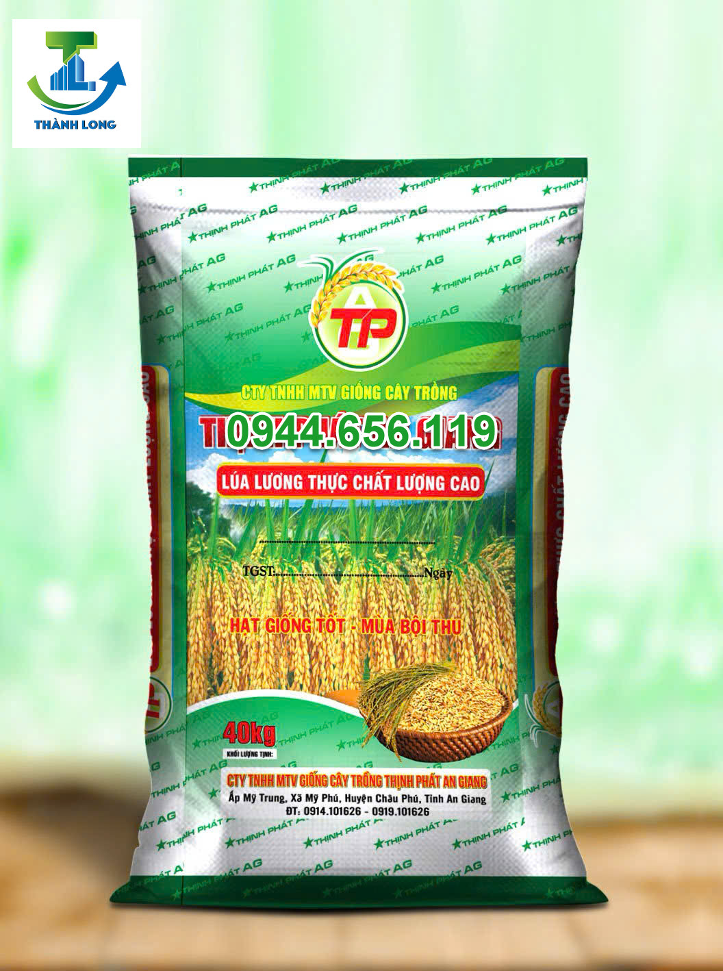 Bao lúa giống in trục đồng